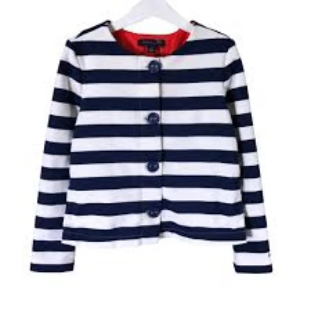 Tommy Hilfiger Baby Girls‎ Striped Jacket 6–9 Months | Navy/White Nautical